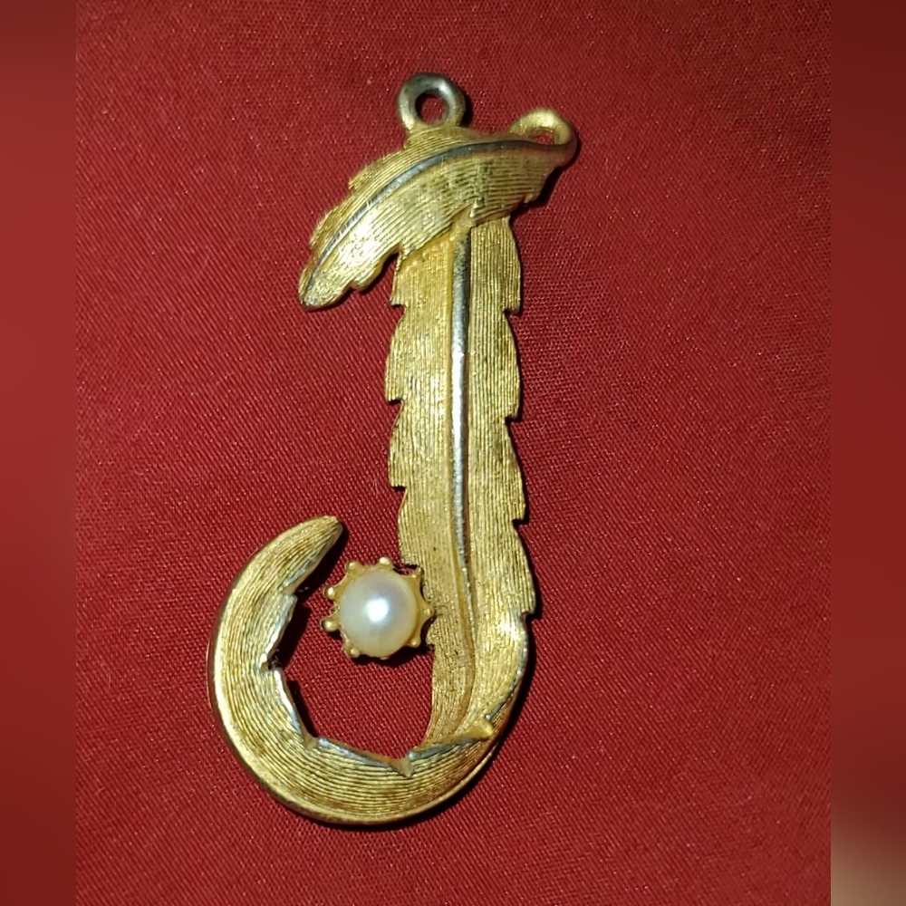 Goldtone Vintage BSK Monogram Pendant